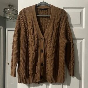 Jenni Kayne Classic Brown Cable Knit Cardigan